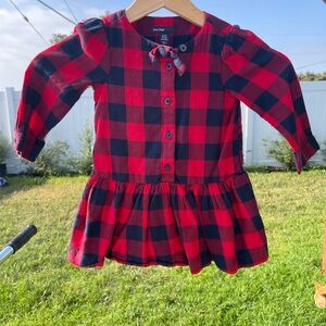 GAP Red and Black Plaid Toddler Dress